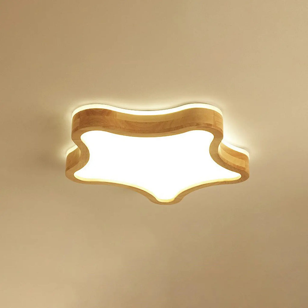 Elegant Natural Finish Star Flush Ceiling Light for Bedroom