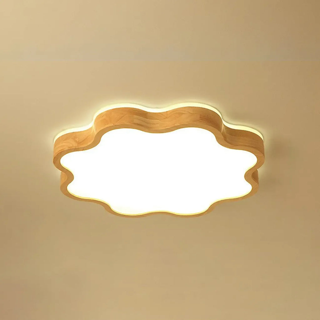 Elegant Natural Finish Star Flush Ceiling Light for Bedroom