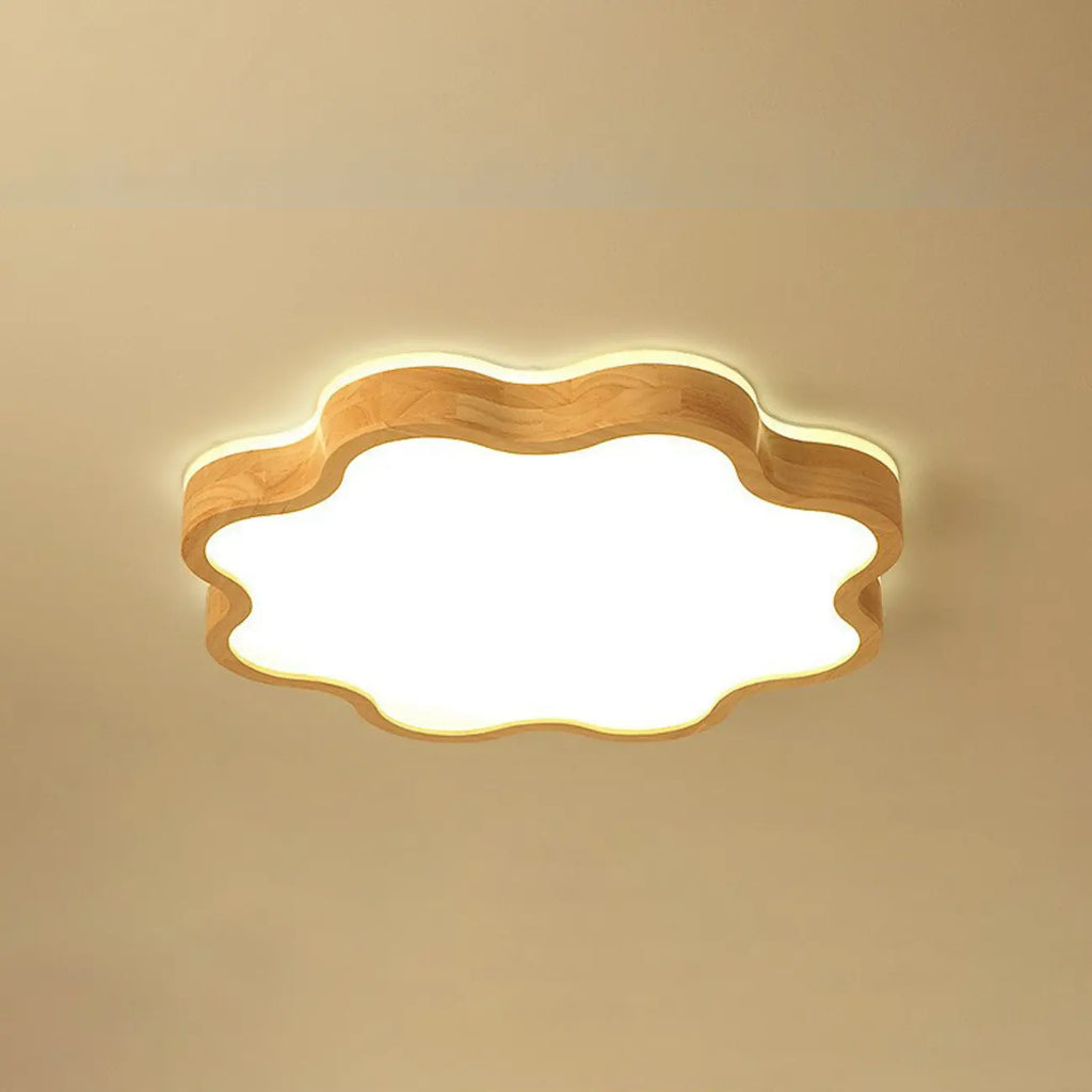 Elegant Natural Finish Star Flush Ceiling Light for Bedroom