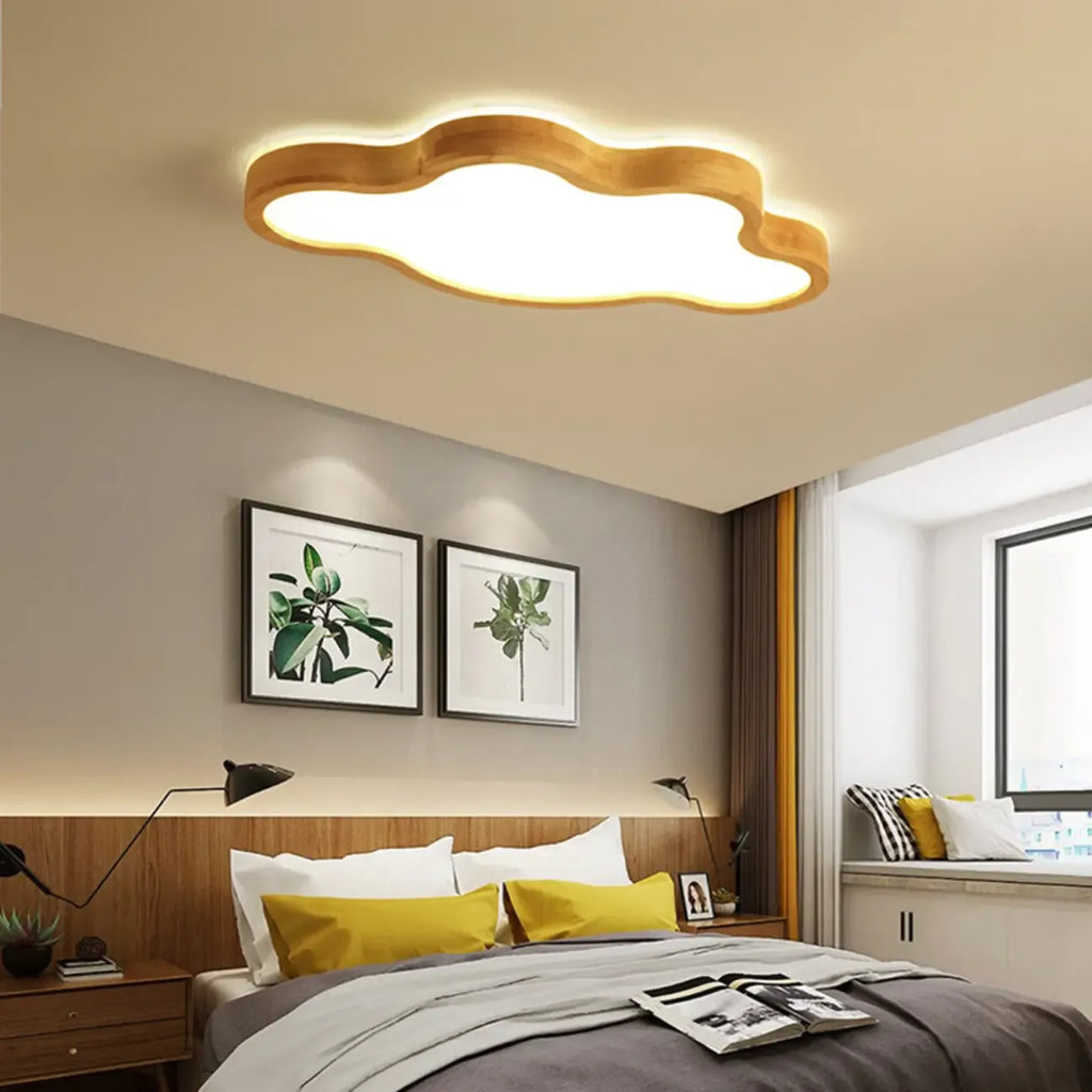 Elegant Natural Finish Star Flush Ceiling Light for Bedroom