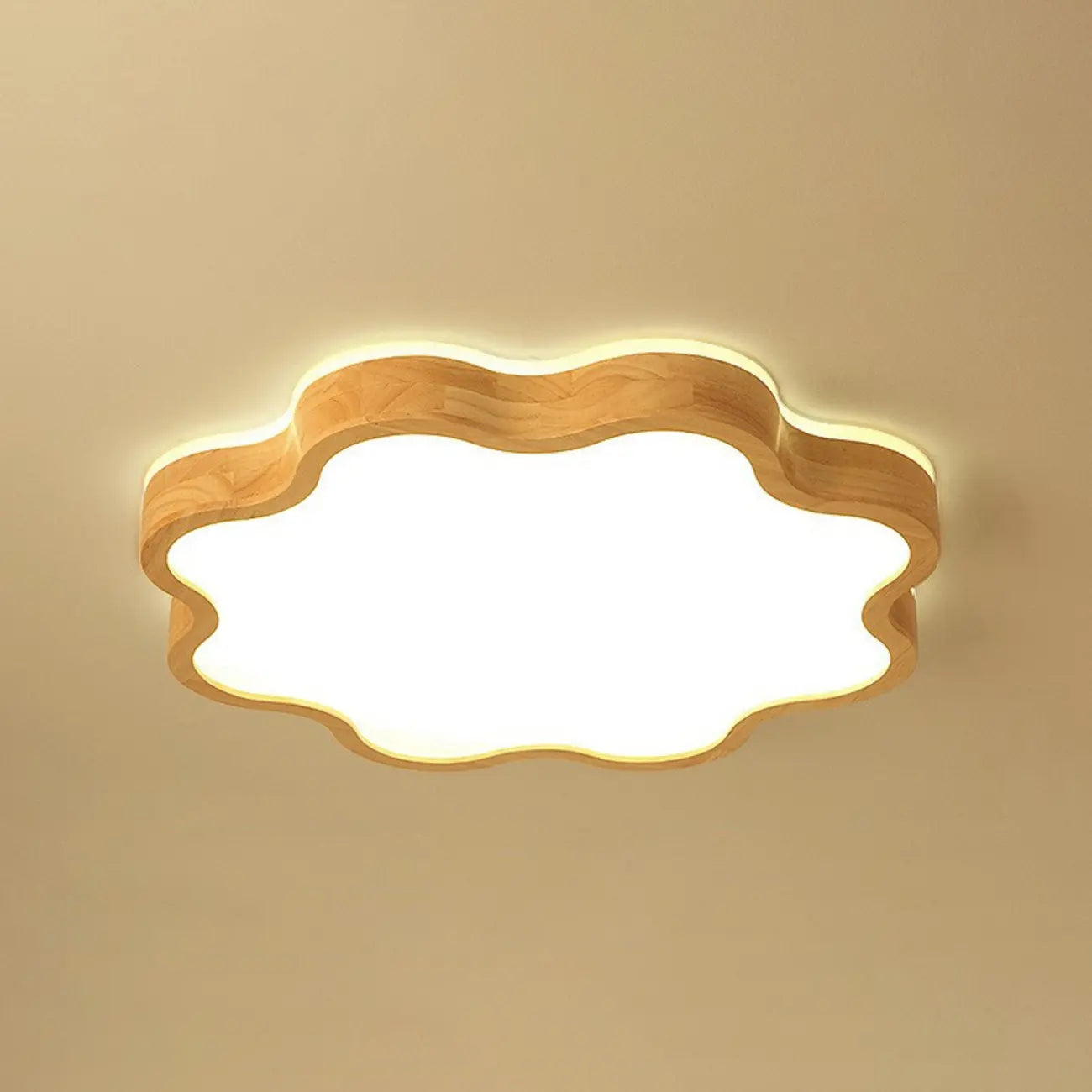 Elegant Natural Finish Star Flush Ceiling Light for Bedroom