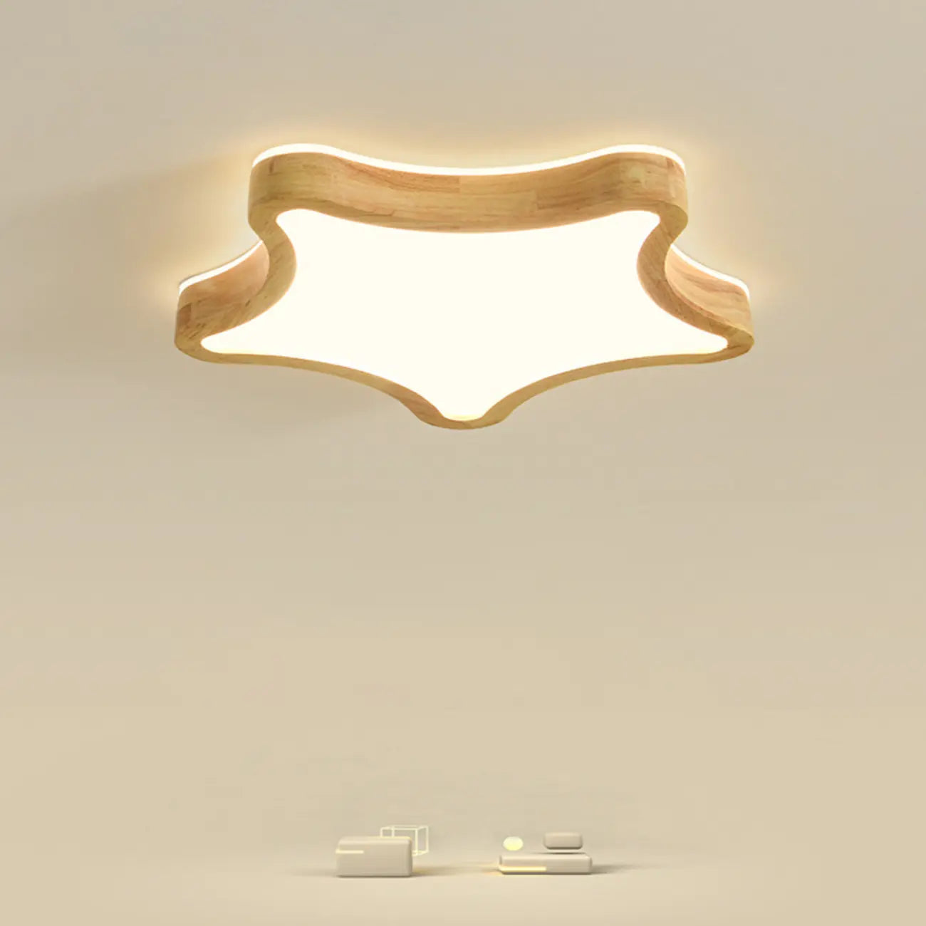 Elegant Natural Finish Star Flush Ceiling Light for Bedroom
