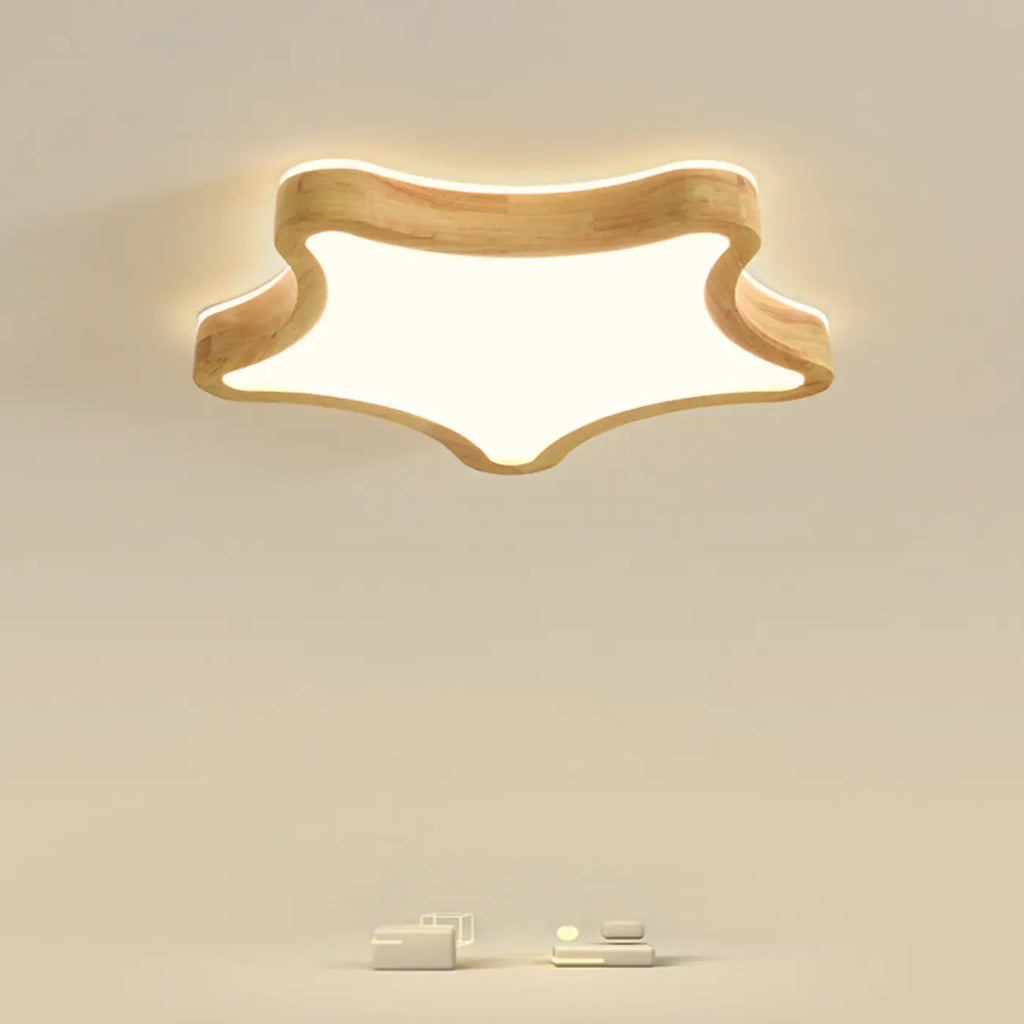Elegant Natural Finish Star Flush Ceiling Light for Bedroom