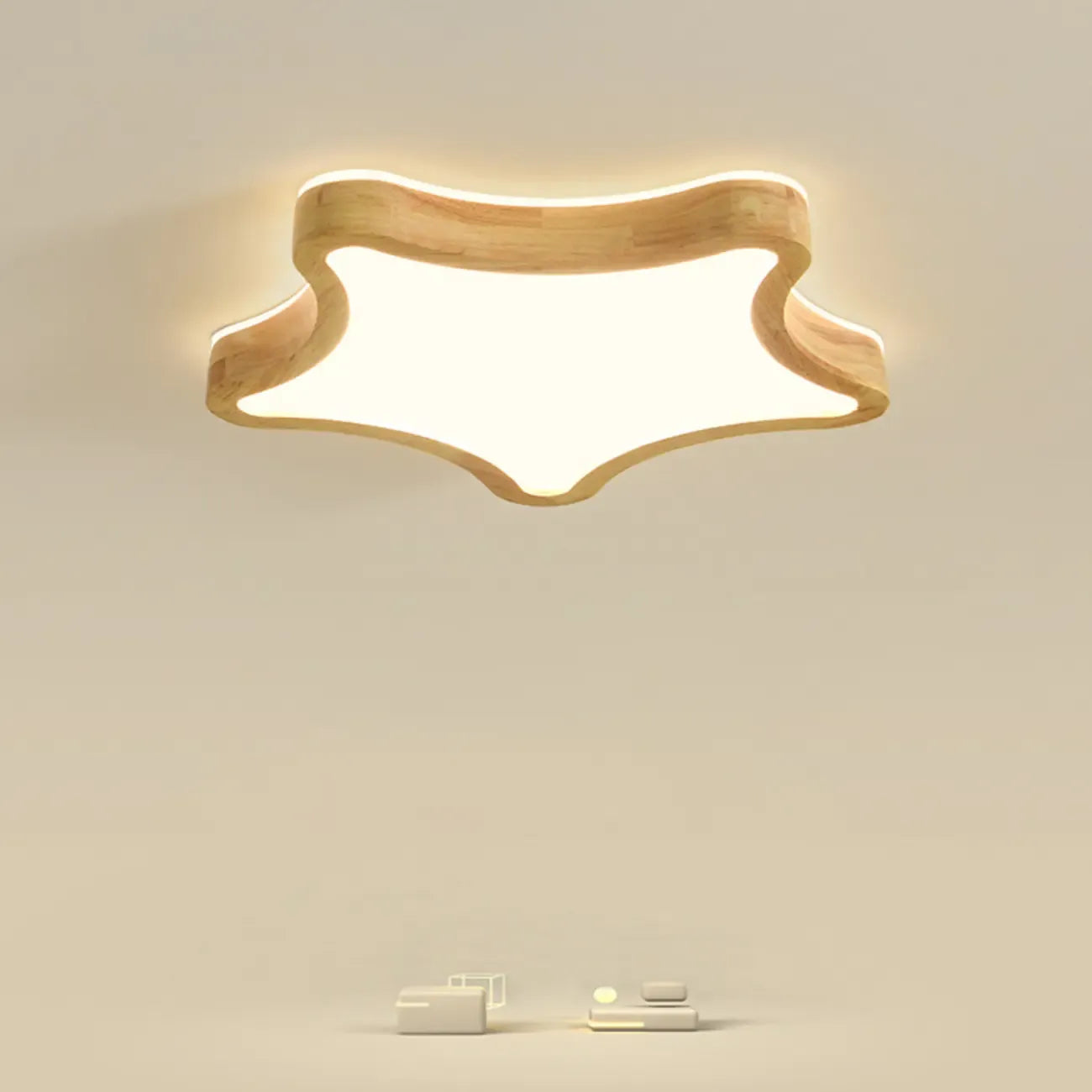 Elegant Natural Finish Star Flush Ceiling Light for Bedroom