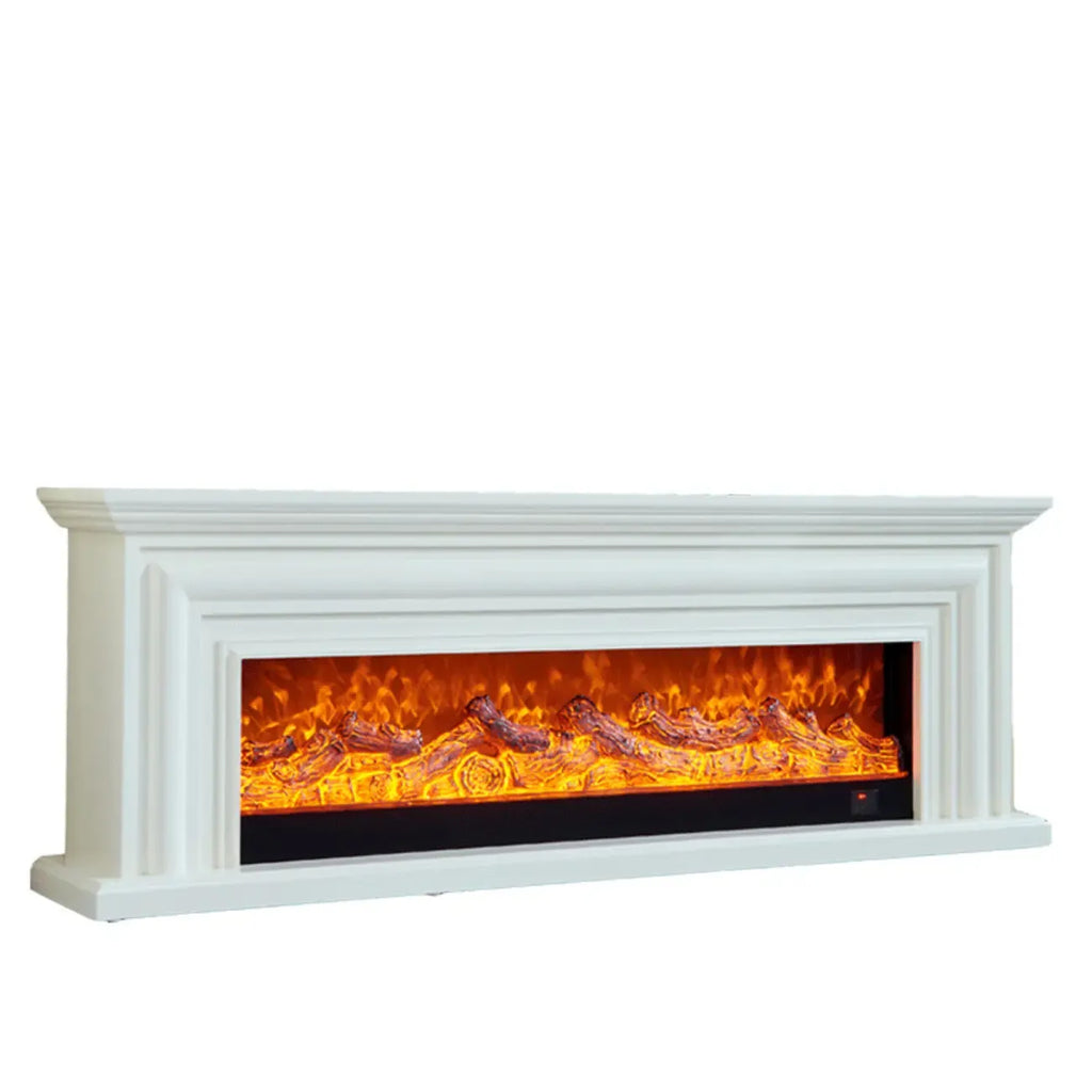 71 Rectangle Wood Brown Electric Fireplace TV Stand with Light