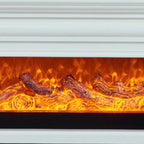 71 Rectangle Wood Brown Electric Fireplace TV Stand with Light