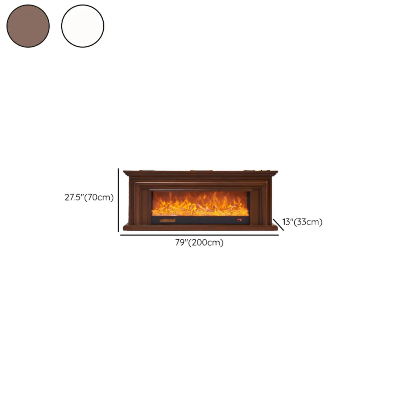 71 Rectangle Wood Brown Electric Fireplace TV Stand with Light