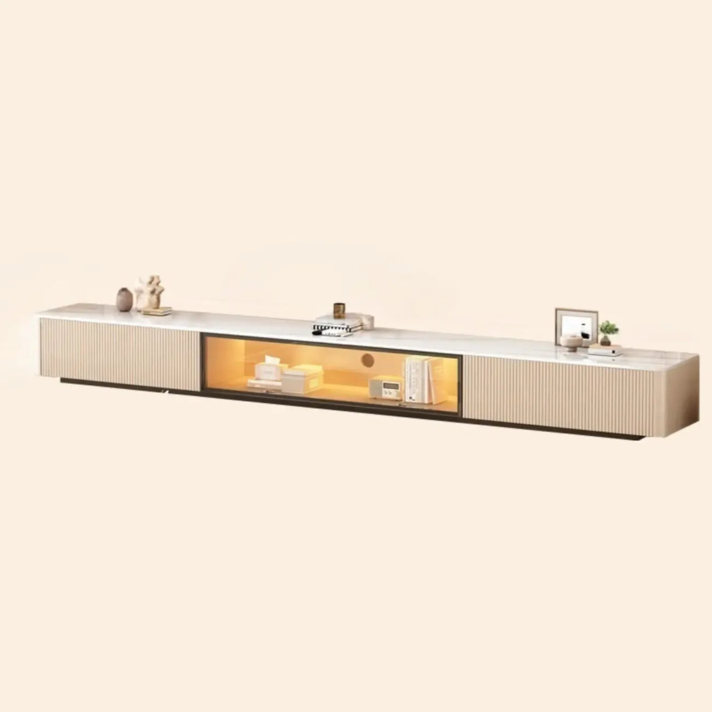 63 Champagne Long Stone TV Stand with Cable Management