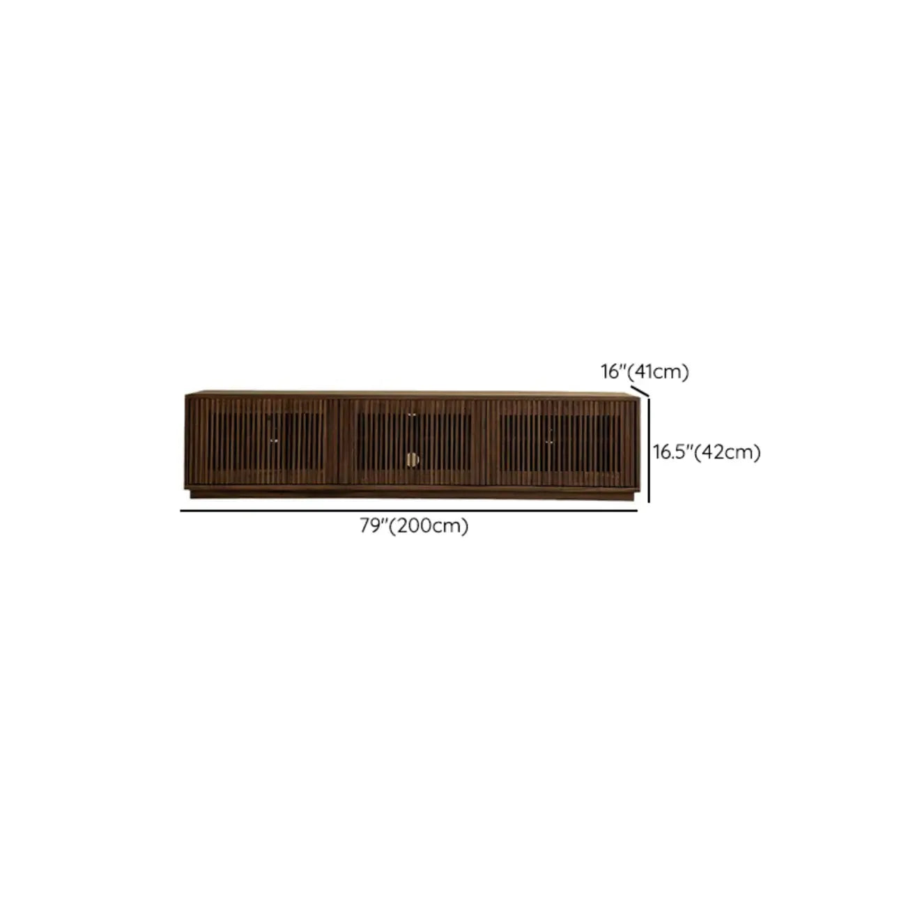 Contemporary Rectangle Brown Fluted Wood Cabinet TV Stand
