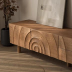 2-Tier Nordic Ash Wood Brown Enclosed Storage TV Stand