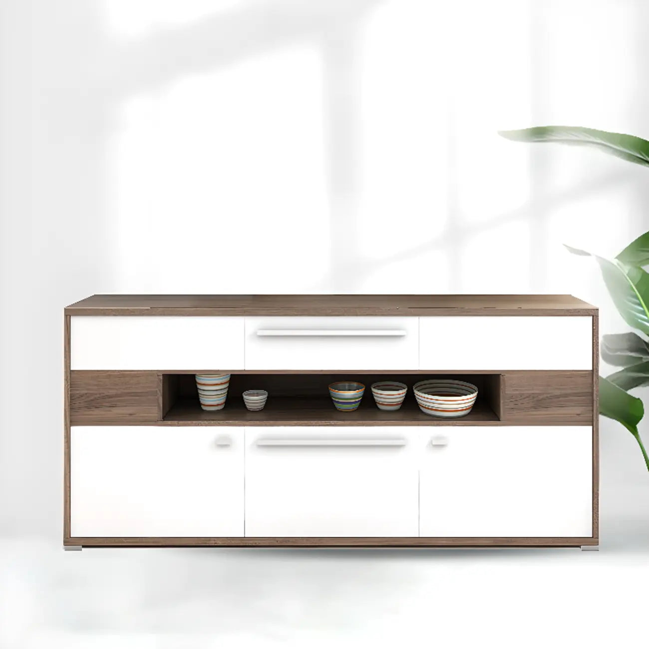 Bedroom Rectangle Grey Wood Enclosed Storage TV Stand