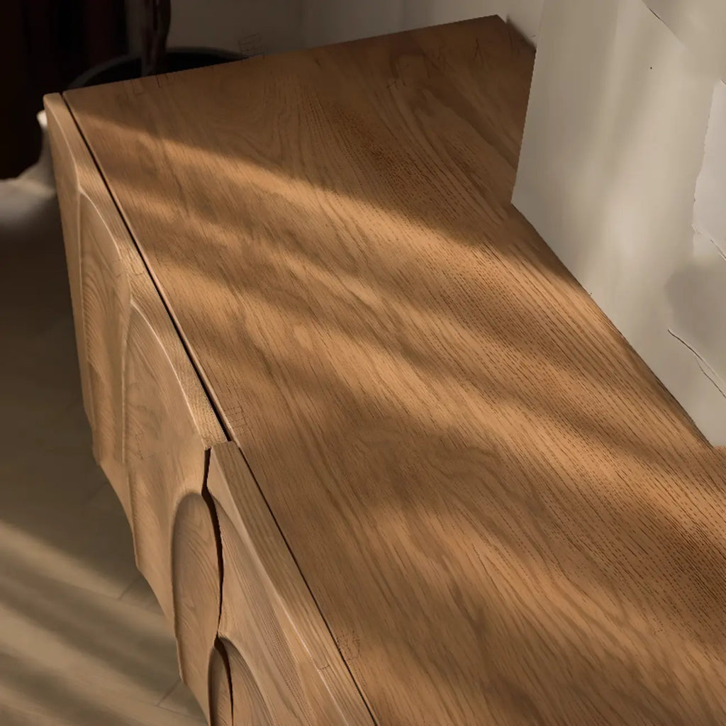 2-Tier Nordic Ash Wood Brown Enclosed Storage TV Stand