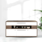 Bedroom Rectangle Grey Wood Enclosed Storage TV Stand