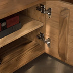 2-Tier Nordic Ash Wood Brown Enclosed Storage TV Stand