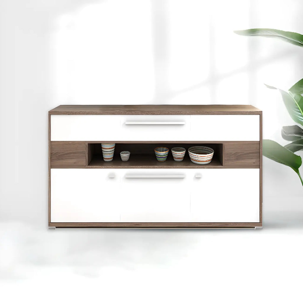 Bedroom Rectangle Grey Wood Enclosed Storage TV Stand