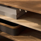 2-Tier Nordic Ash Wood Brown Enclosed Storage TV Stand