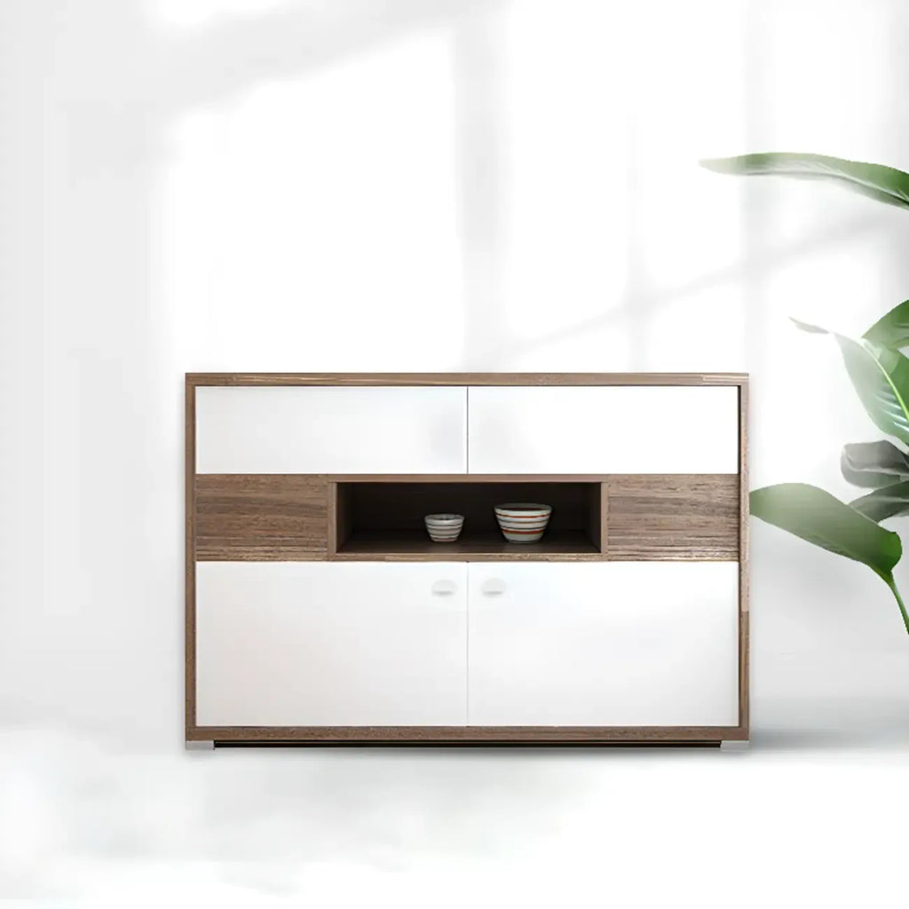 Bedroom Rectangle Grey Wood Enclosed Storage TV Stand