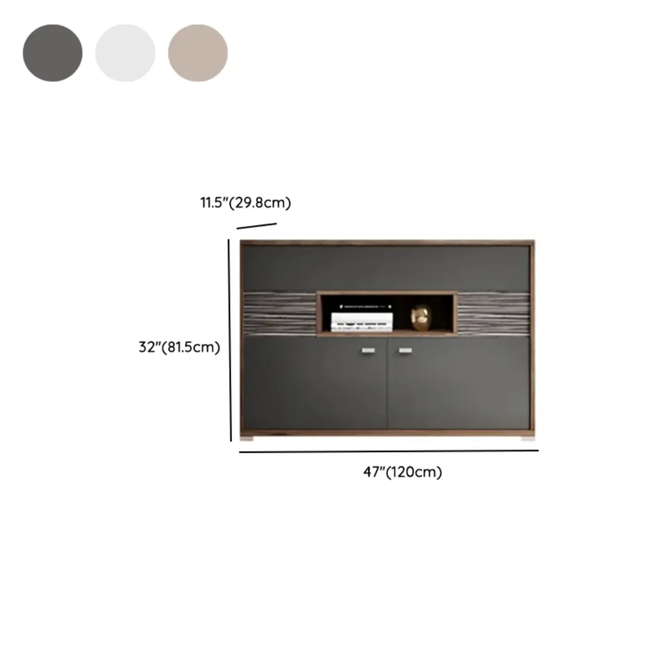 Bedroom Rectangle Grey Wood Enclosed Storage TV Stand