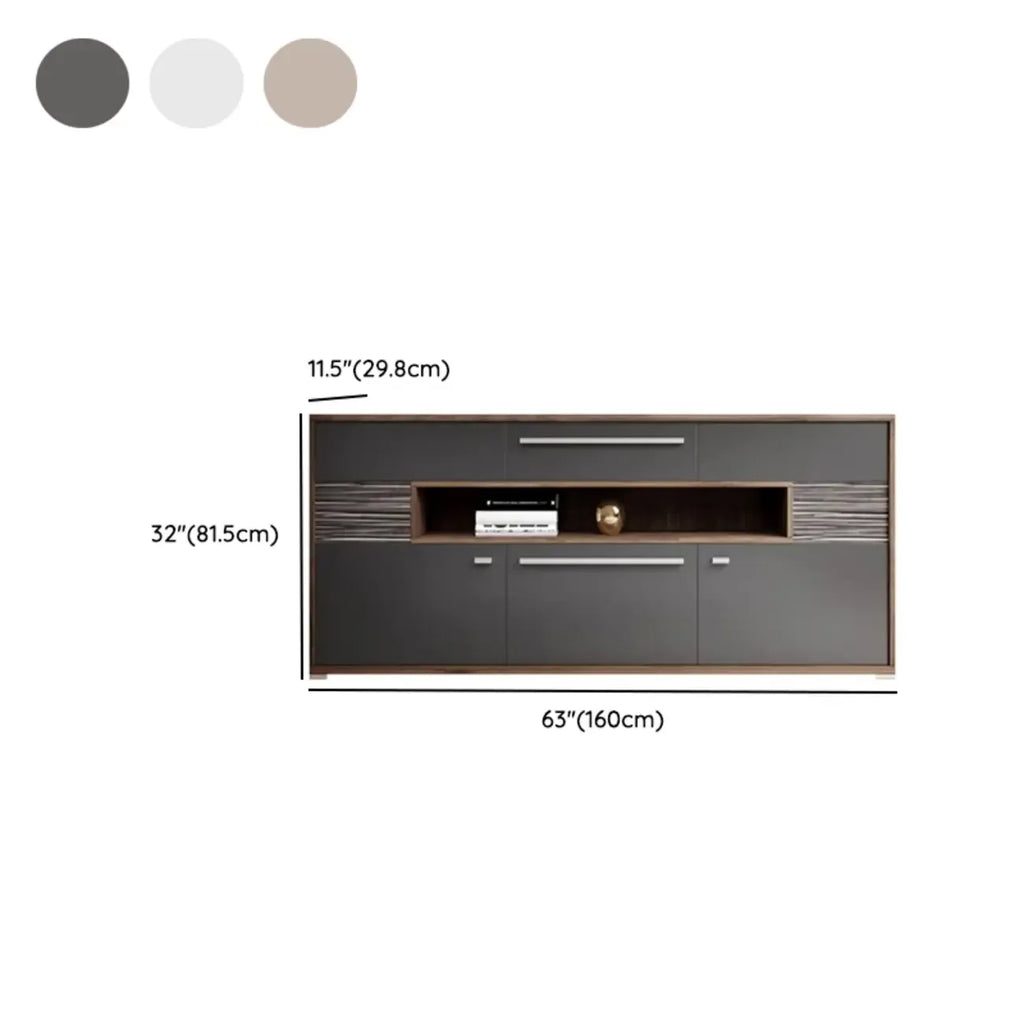 Bedroom Rectangle Grey Wood Enclosed Storage TV Stand