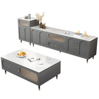 63 Elegant Stone White TV Stand with Adjustable Shelves