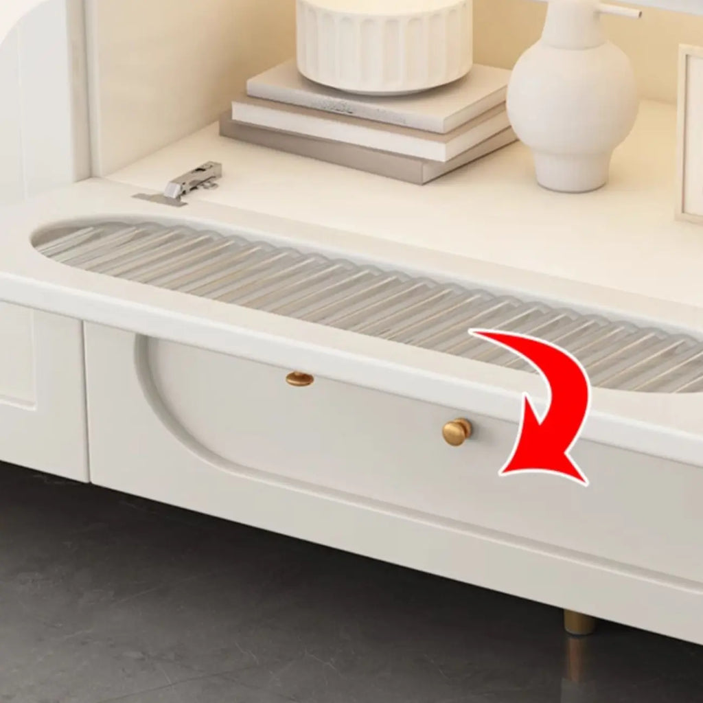 63 Elegant Stone White TV Stand with Adjustable Shelves