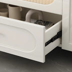 63 Elegant Stone White TV Stand with Adjustable Shelves