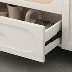 63 Elegant Stone White TV Stand with Adjustable Shelves