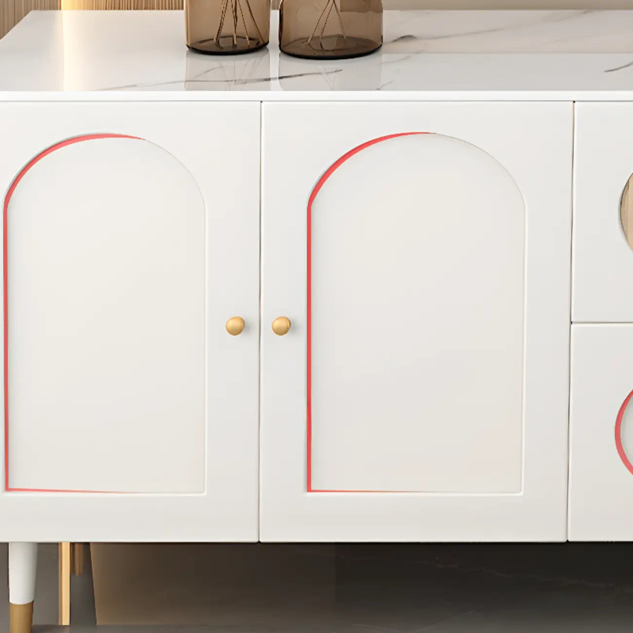 63 Elegant Stone White TV Stand with Adjustable Shelves