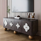 63 Black Modern Rectangle Wooden TV Stand for Living Room