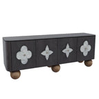 63 Black Modern Rectangle Wooden TV Stand for Living Room