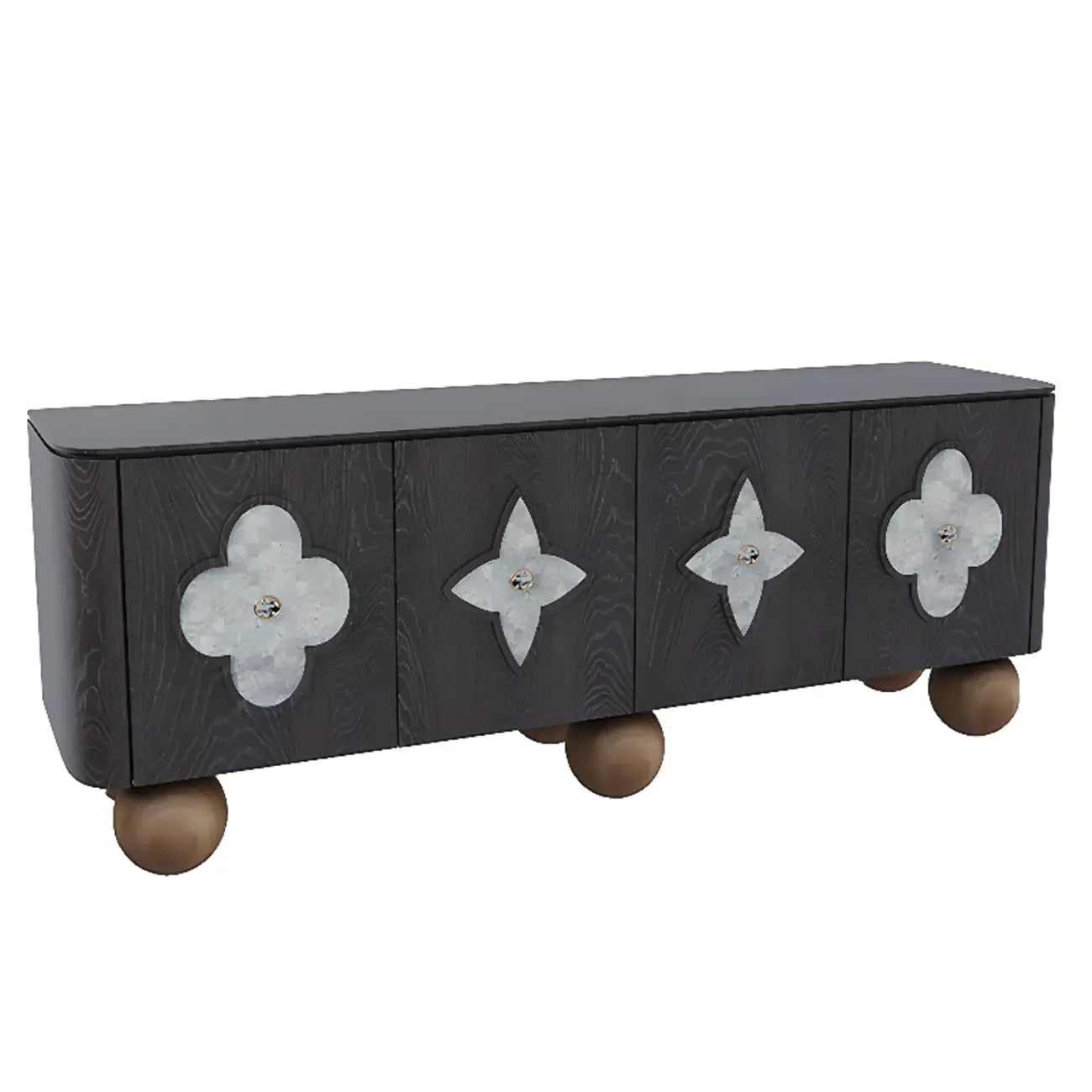 63 Black Modern Rectangle Wooden TV Stand for Living Room
