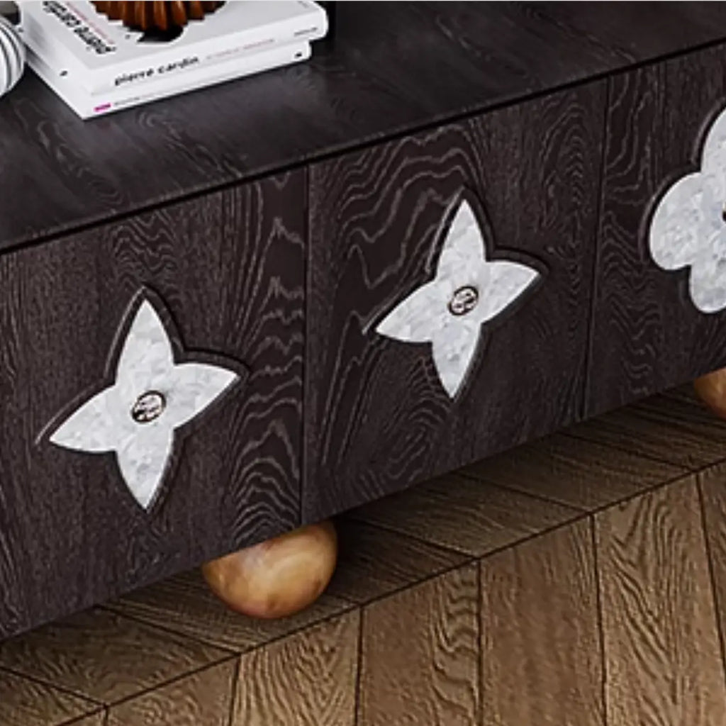 63 Black Modern Rectangle Wooden TV Stand for Living Room