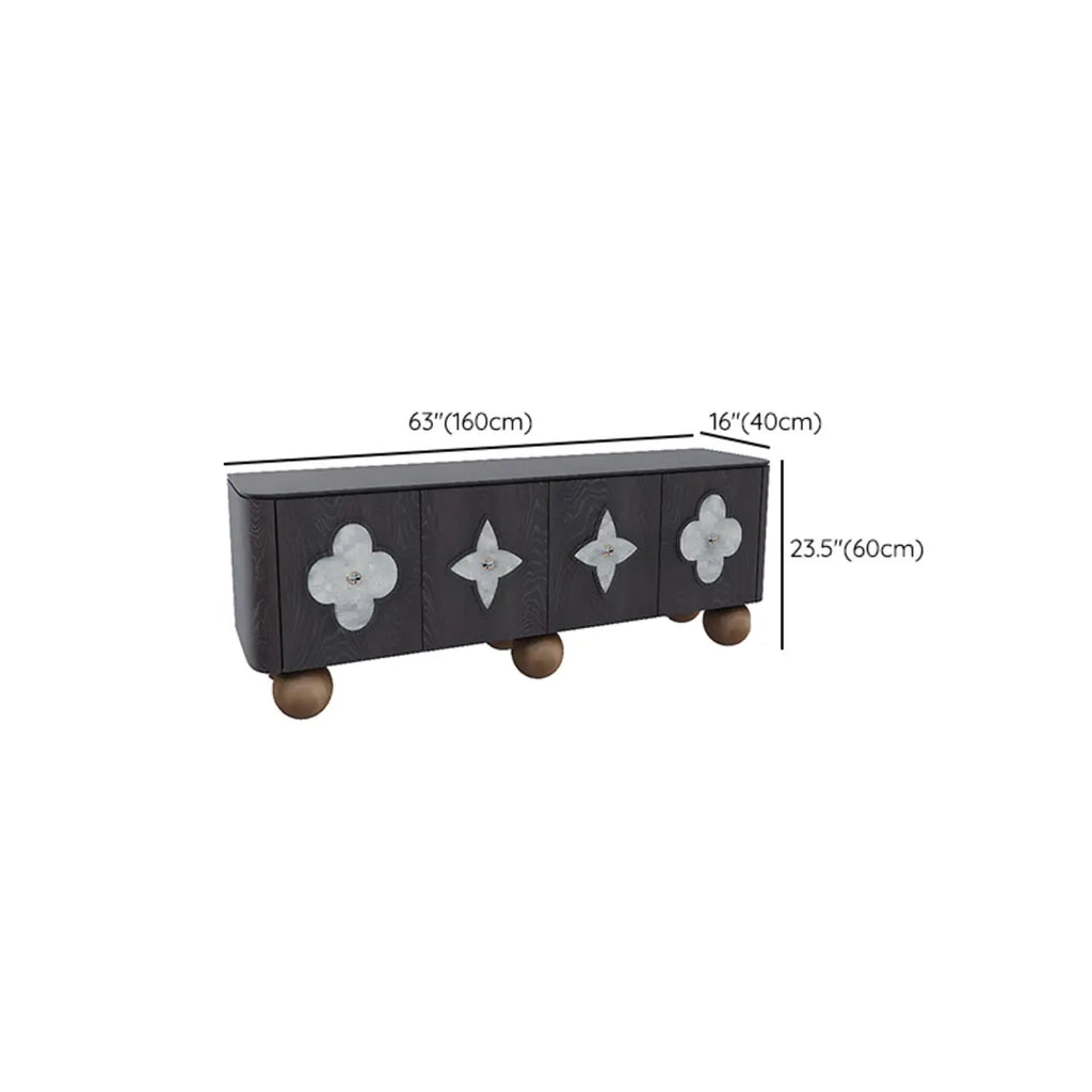 63 Black Modern Rectangle Wooden TV Stand for Living Room