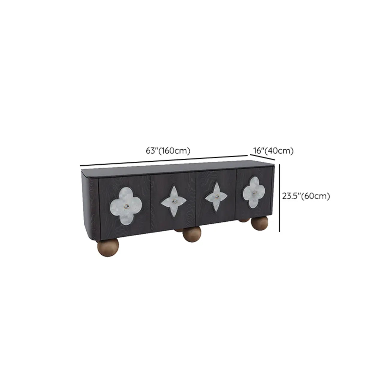 63 Black Modern Rectangle Wooden TV Stand for Living Room