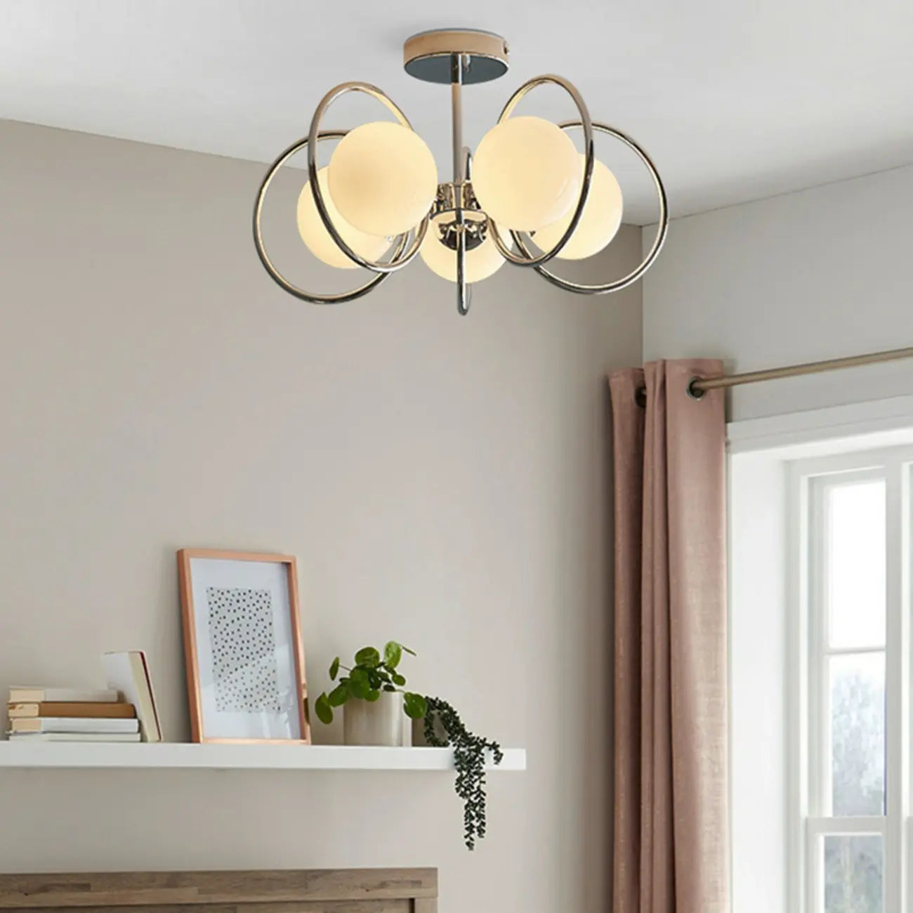 19 to 20 Inch Globe Chrome Ceiling Light for Modern Interior