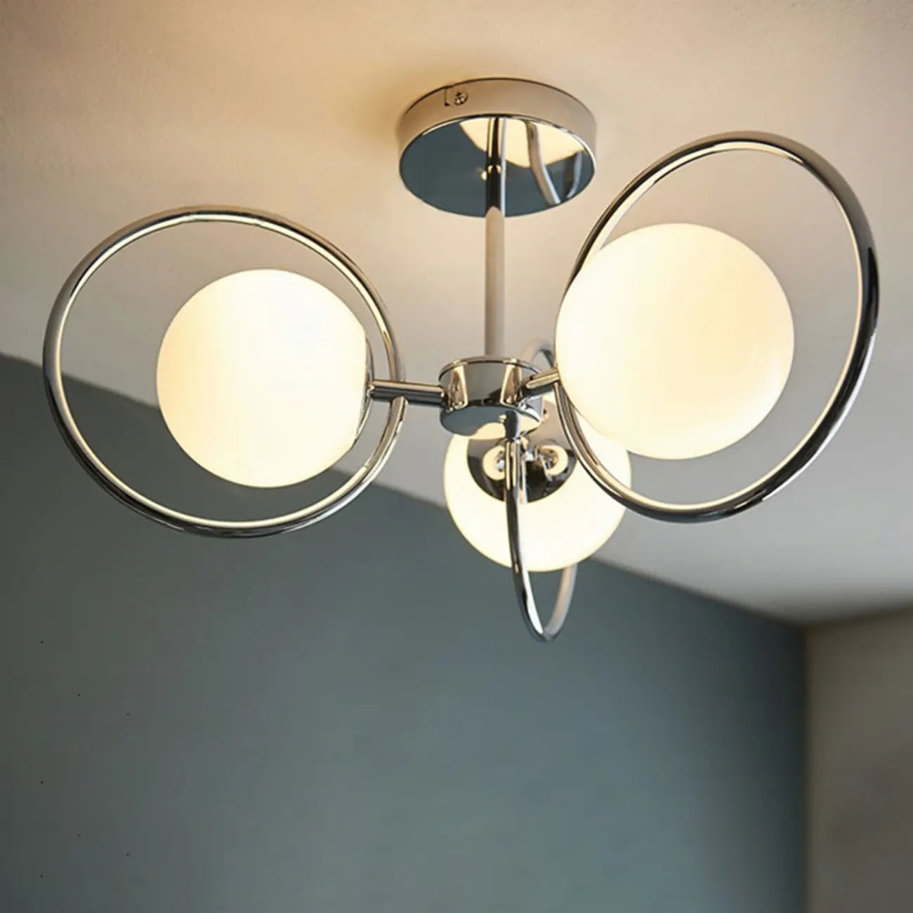 19 to 20 Inch Globe Chrome Ceiling Light for Modern Interior