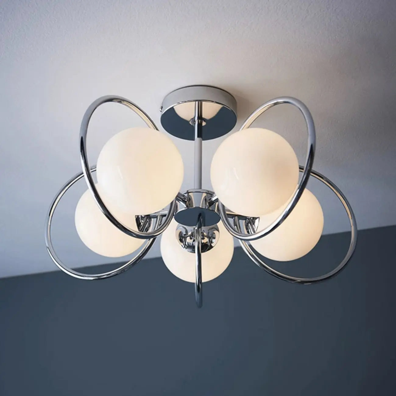 19 to 20 Inch Globe Chrome Ceiling Light for Modern Interior