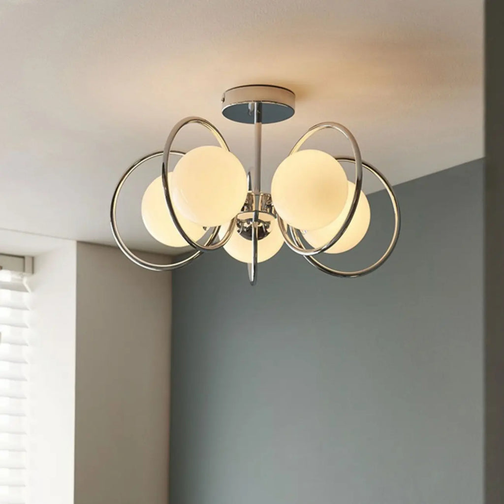 19 to 20 Inch Globe Chrome Ceiling Light for Modern Interior