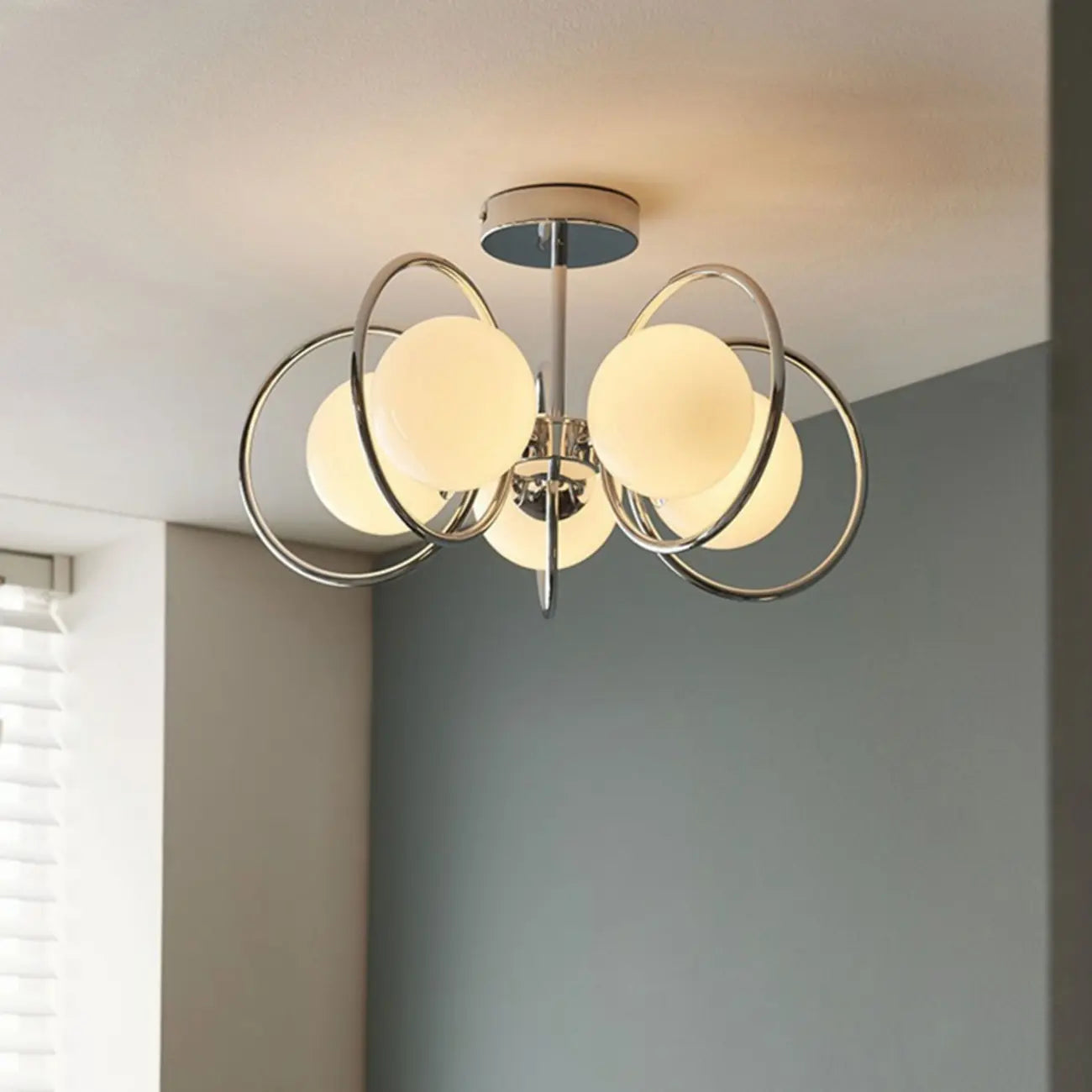 19 to 20 Inch Globe Chrome Ceiling Light for Modern Interior