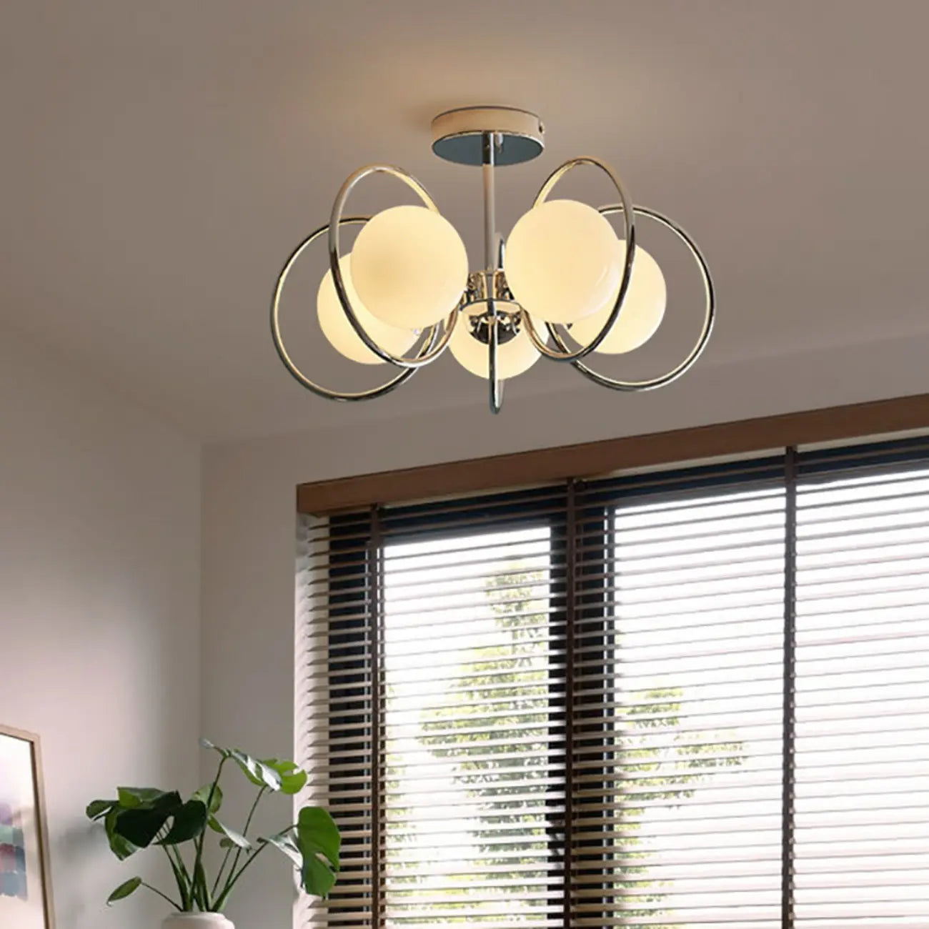 19 to 20 Inch Globe Chrome Ceiling Light for Modern Interior