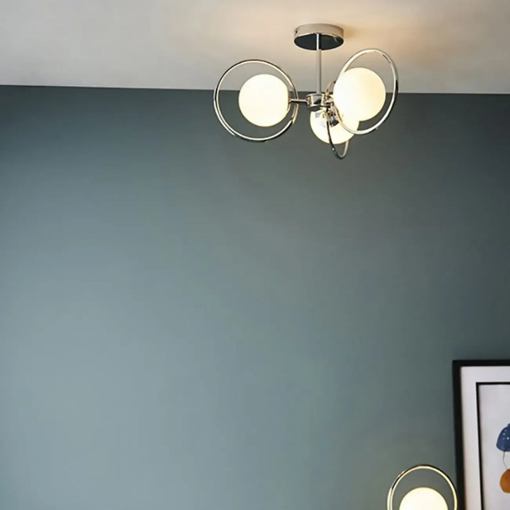 19 to 20 Inch Globe Chrome Ceiling Light for Modern Interior