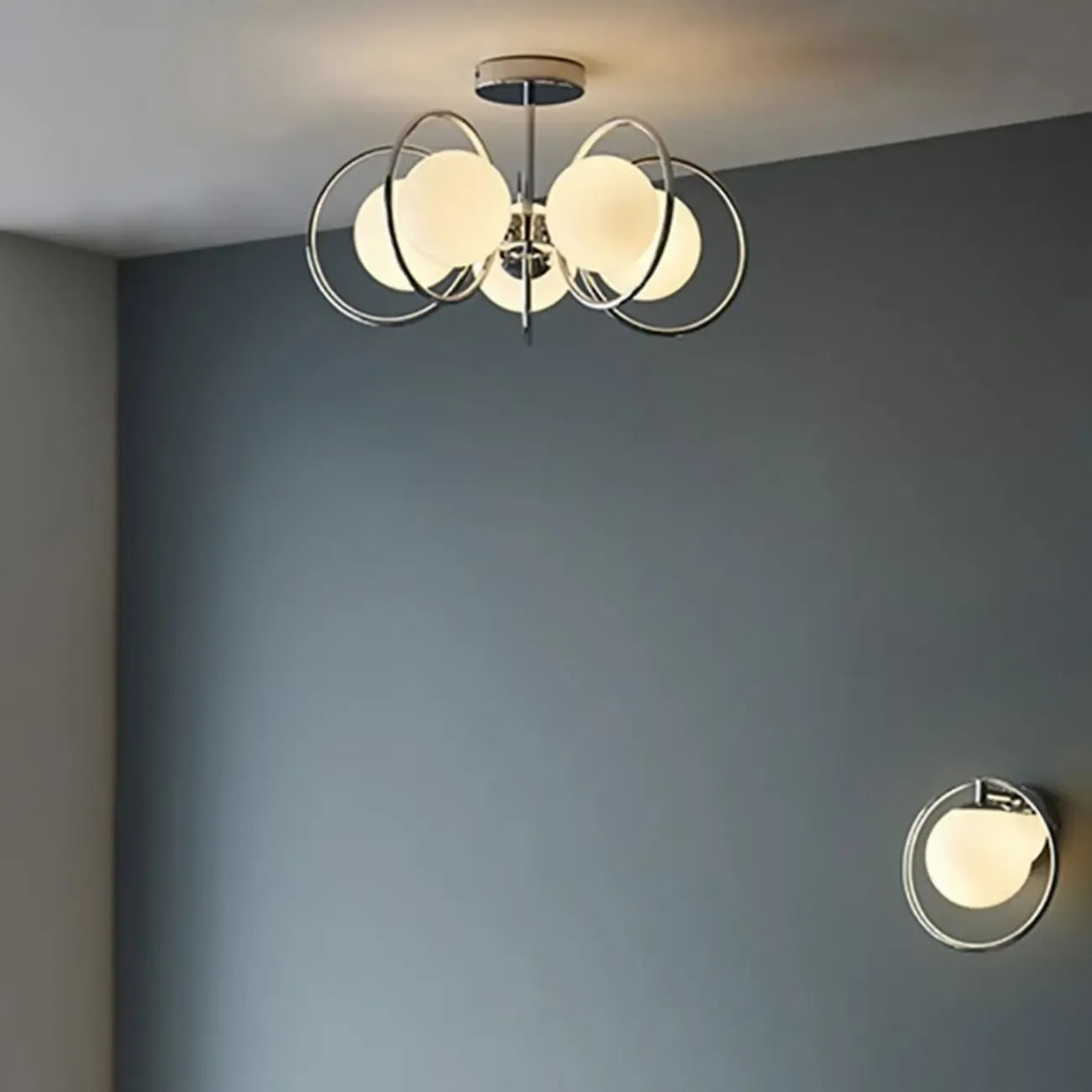 19 to 20 Inch Globe Chrome Ceiling Light for Modern Interior