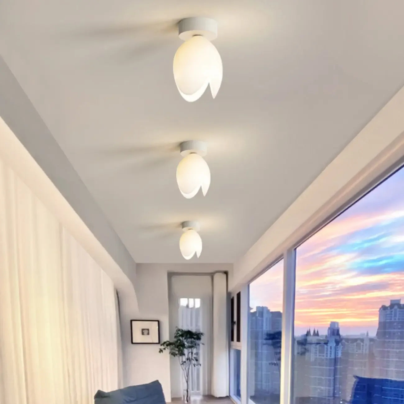 Elegant Mini Floral Resin Ceiling Light for Living Room