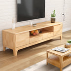 Durable Natural Wooden TV Stand with Cable Management