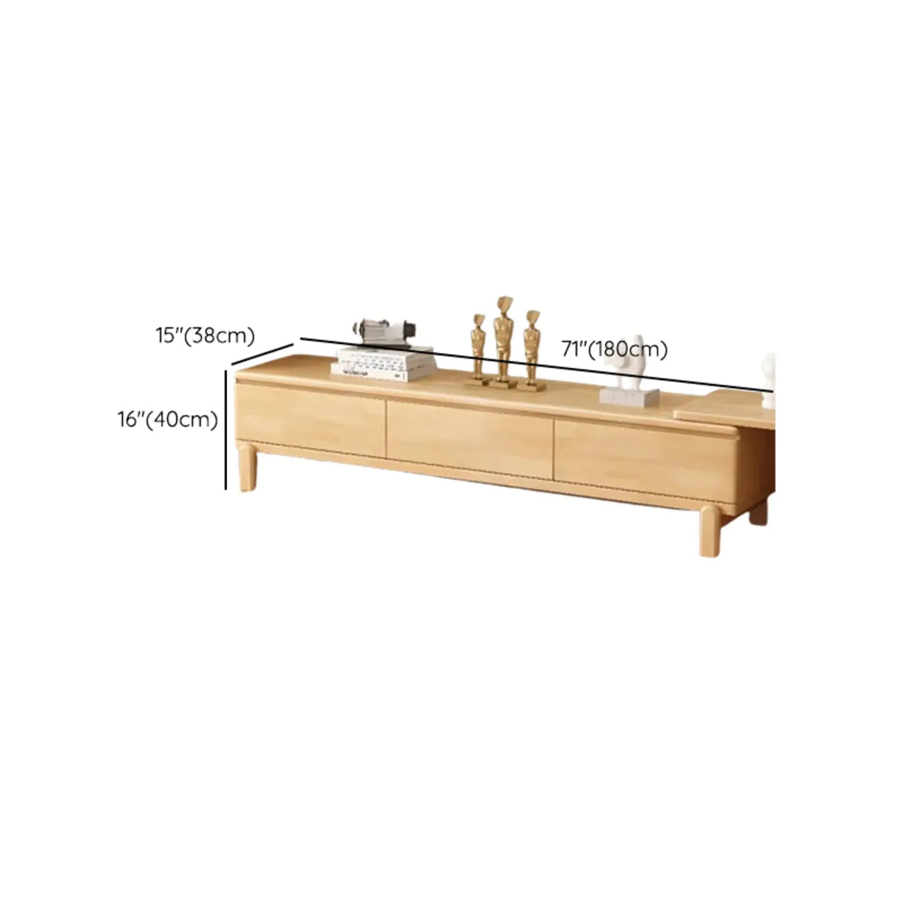 Durable Natural Wooden TV Stand with Cable Management