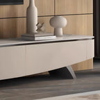 87 Modern Stone Champagne Curved TV Stand with Drawers