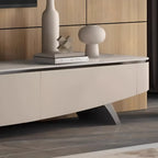 87 Modern Stone Champagne Curved TV Stand with Drawers