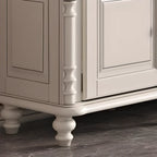 87 White Wood Open Storage TV Stand for Living Room