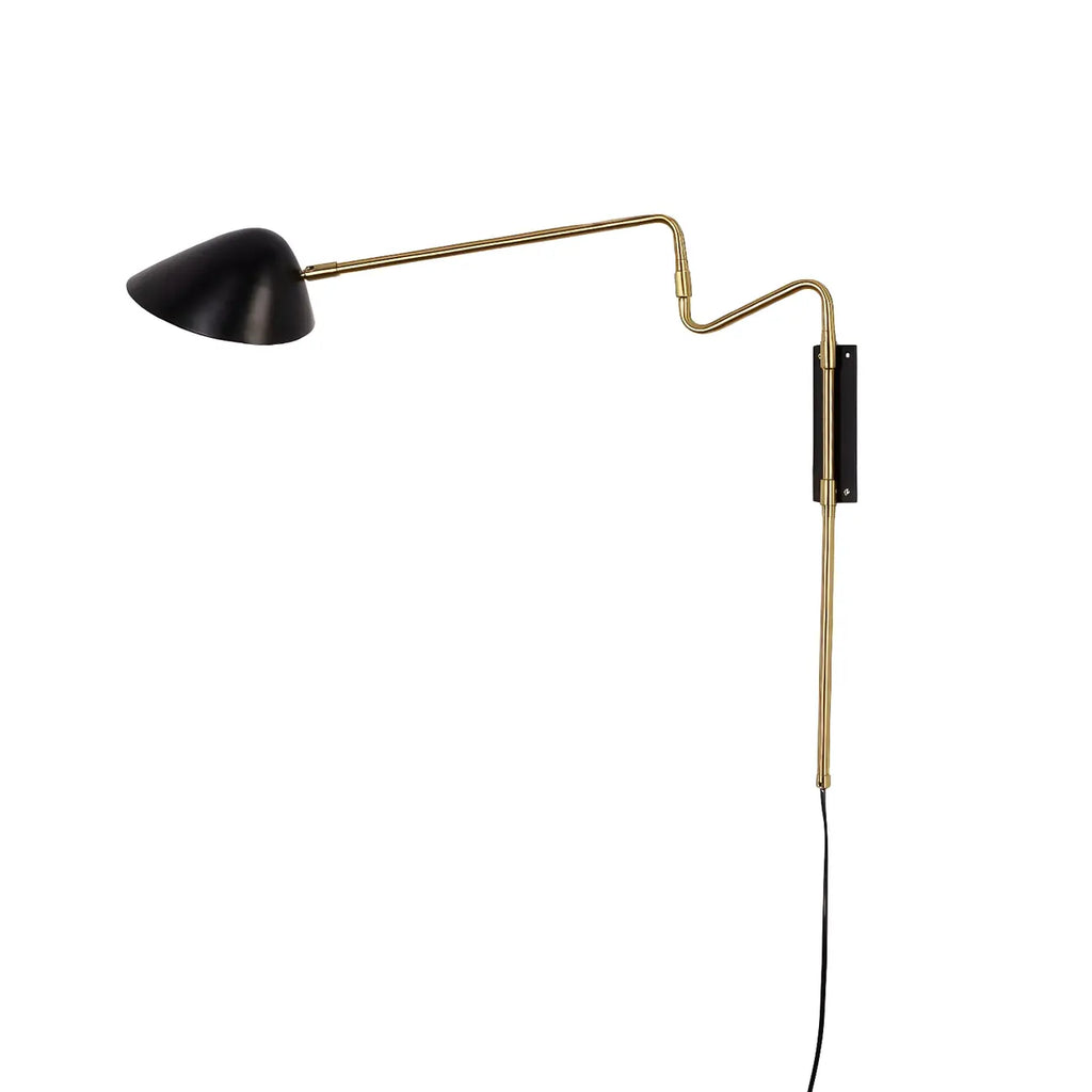 Black Metal Swing Arm Plug in Wall Sconce for Bedroom
