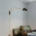 Black Metal Swing Arm Plug in Wall Sconce for Bedroom